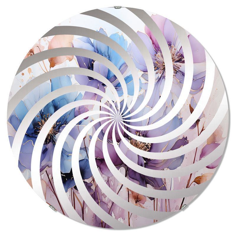 Cercle de miroir mauve botanique Serenade III - Vortex mauve, 23,6 po x 23,6 po
