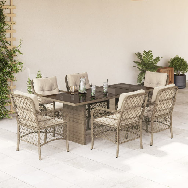  Garden Dining Set Beige, Cream White, Cream White, Beige