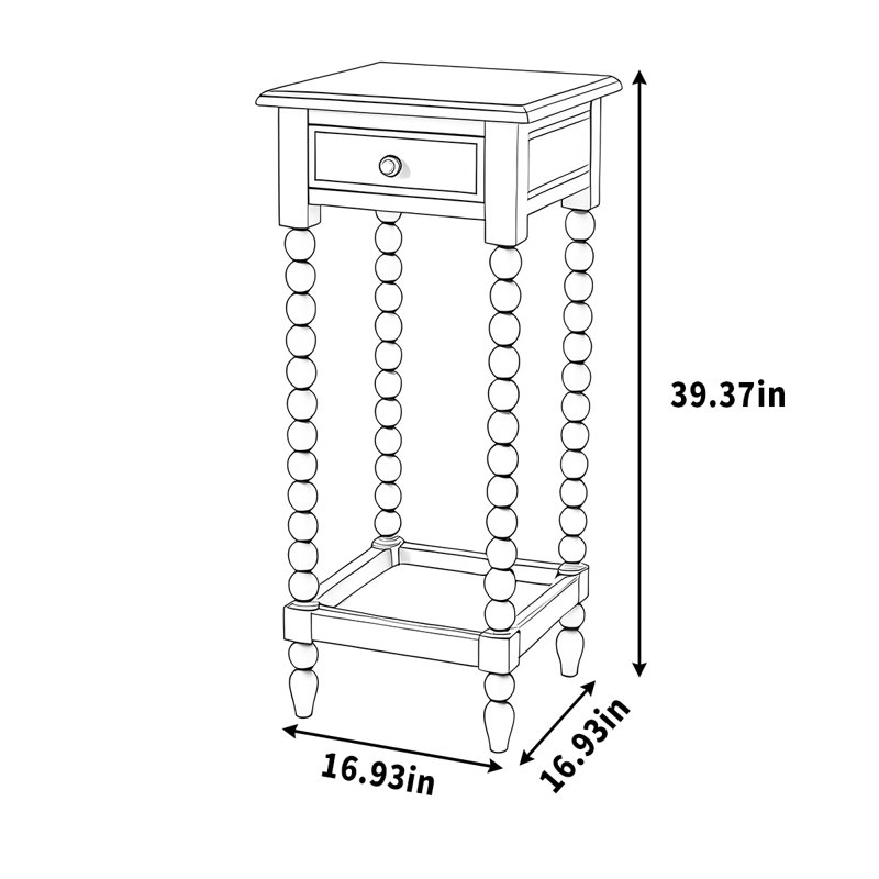 Support à fleurs en bois massif, H 39,37 po x L 16,93 po x P 16,93 po