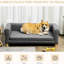 Lit de couchage moyen à grand pour animaux de compagnie, gris foncé, coussin amovible, doux et relaxant, lit gris respirant pour les animaux de compagnie, matériau antidérapant