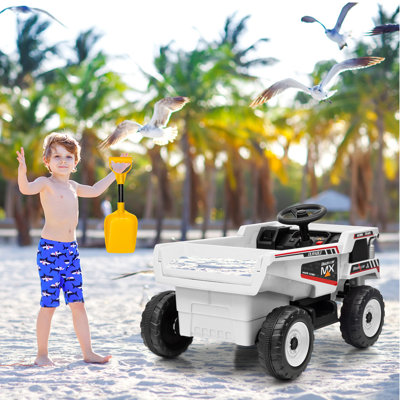 12V Kids Ride-On Dump Truck – Electric 4-Wheel Construction Vehicle with Remote Control, Auto-Lifting Dump Bed, Shovel, LED Lights, Music, Season Suspension – Toy Car for Toddlers Ages 3-8