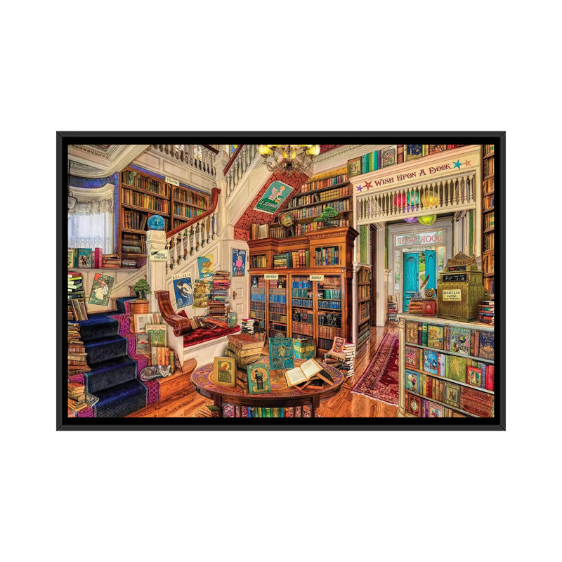 «Wish When a Bookshop II», impression sur toile tendue, H 40 po x l 60 po x P 1,5 po, Toile avec cadre noir