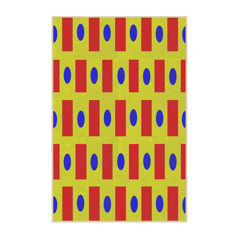 Tapis rouge / jaune Power Loom, Rectangle 5 pi x 7 pi