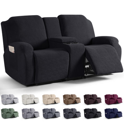 Wald Adamstown Stretch Reclining Loveseat Cover With Middle Console Slipcover