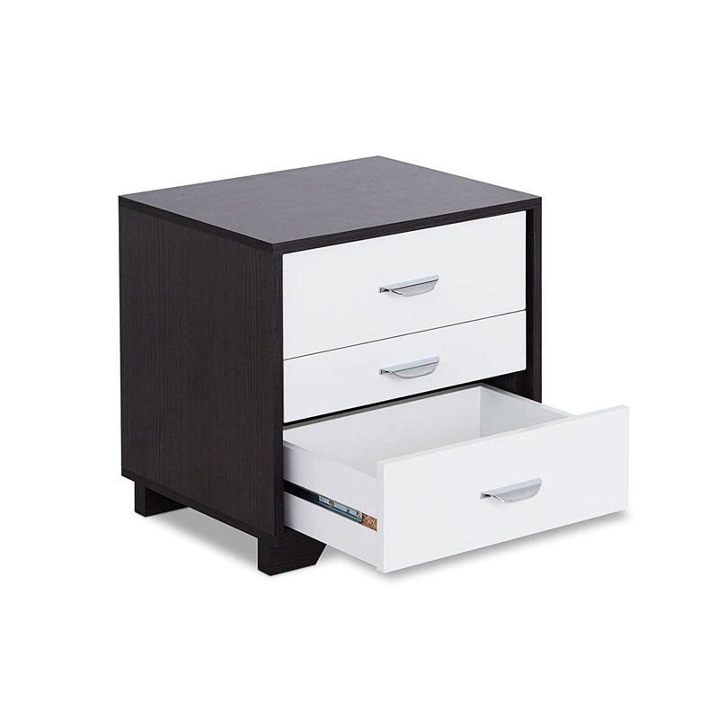 Table de chevet rectangulaire à 3 tiroirs avec table de chevet blanche et noire polyvalente