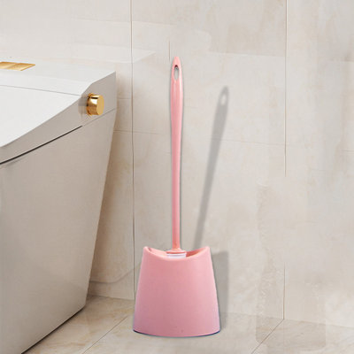 Ensemble de brosse de toilette pour nettoyage en profondeur, brosse de salle de bain avec support, rose 15,4 x 4,5 x 4,5 po