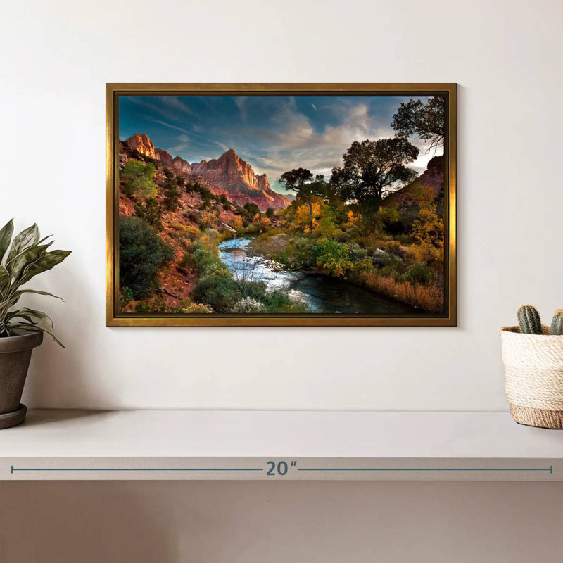 Paysage de Sion, Cadre flottant doré, 13 po x 9 po