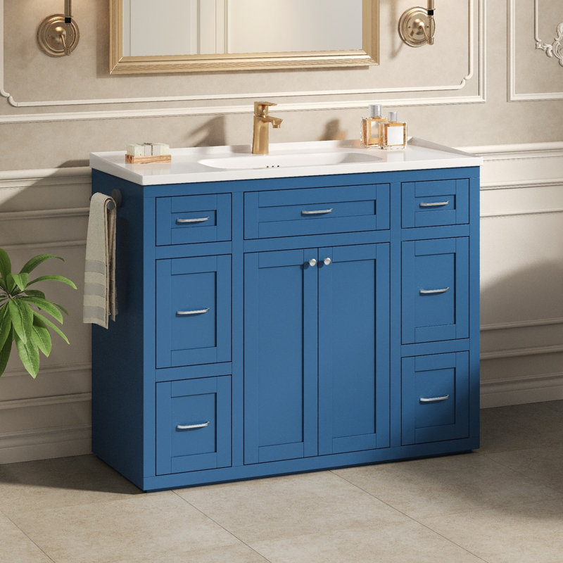 Meuble-lavabo de salle de bain avec lavabo en céramique