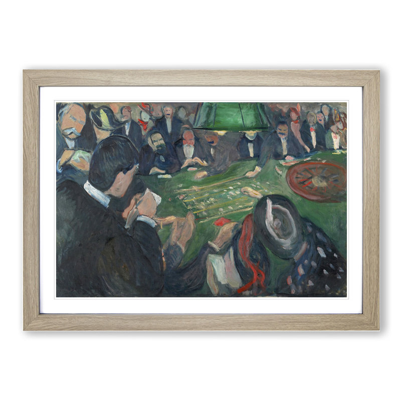 At the Roulette Table by Edvard Munch - Picture Frame Painting, 36cm H x 48cm W x 2cm D, Oak Framed