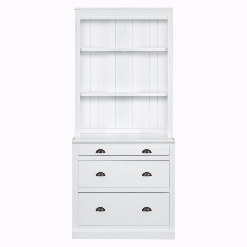 Modern Bookcase with 3 Drawer and Open Shelves