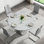 5 Piece Round Dining Table Set, 45" Round Marble Dining Table with 4 Dining Chairs, Modern Circle Kitchen Table Set with Hollow-Out Stainless Steel Base, Dining Room Table and Chairs Set