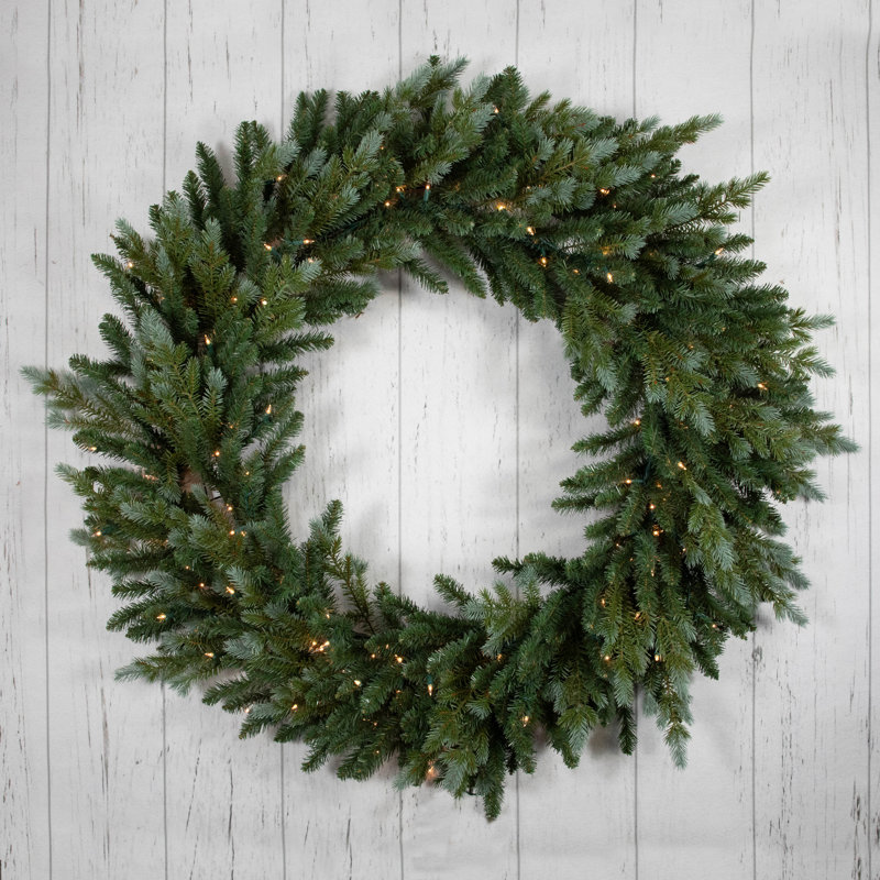 Festive Blue Spruce 49" Pre-Lit Artificial Christmas Wreath with Clear Lights