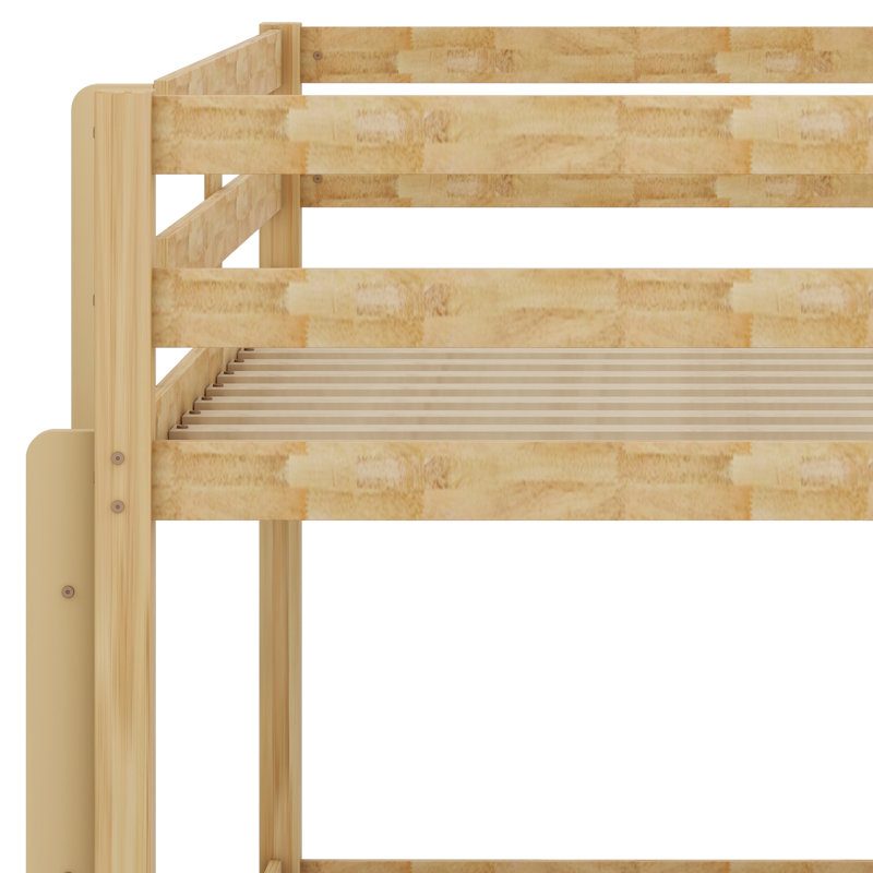 Lit superposé en bois avec échelle, Naturel