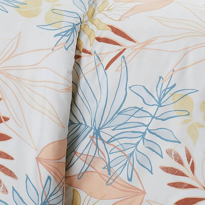 Tropic Leaf Collection Duvet Cover Set, Queen Duvet Cover + 2 Shams