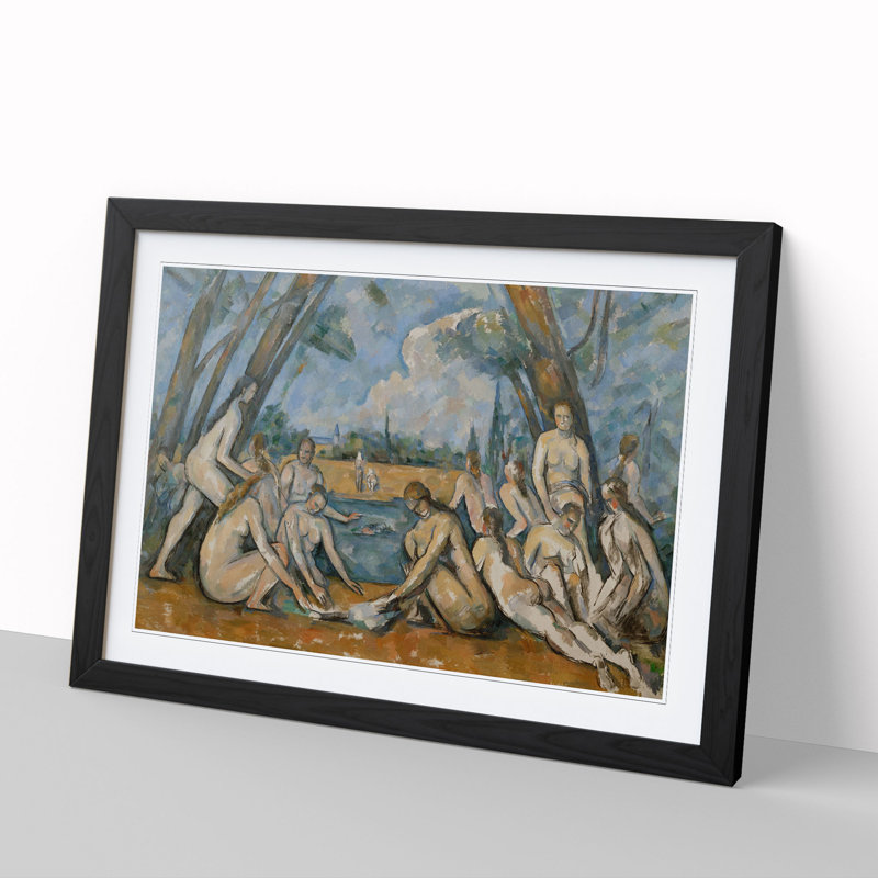 The Large Bathers by Paul Cezanne - Picture Frame Painting, 36cm H x 48cm W x 2cm D, Black