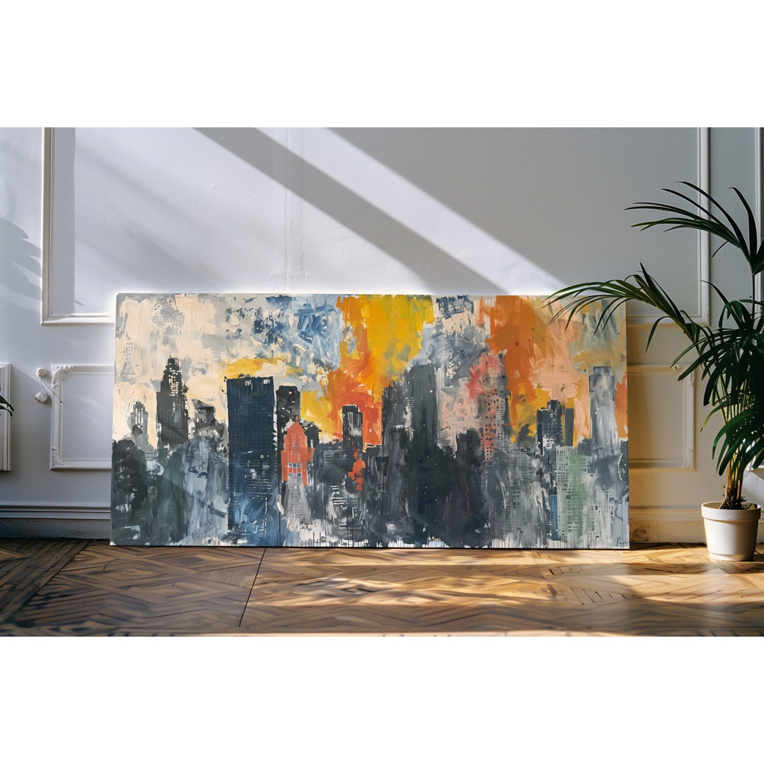 Bilder auf Leinwand 120x60cm Abstrakte Skyline Großstadt Wolkenkratzer Hochhäuser