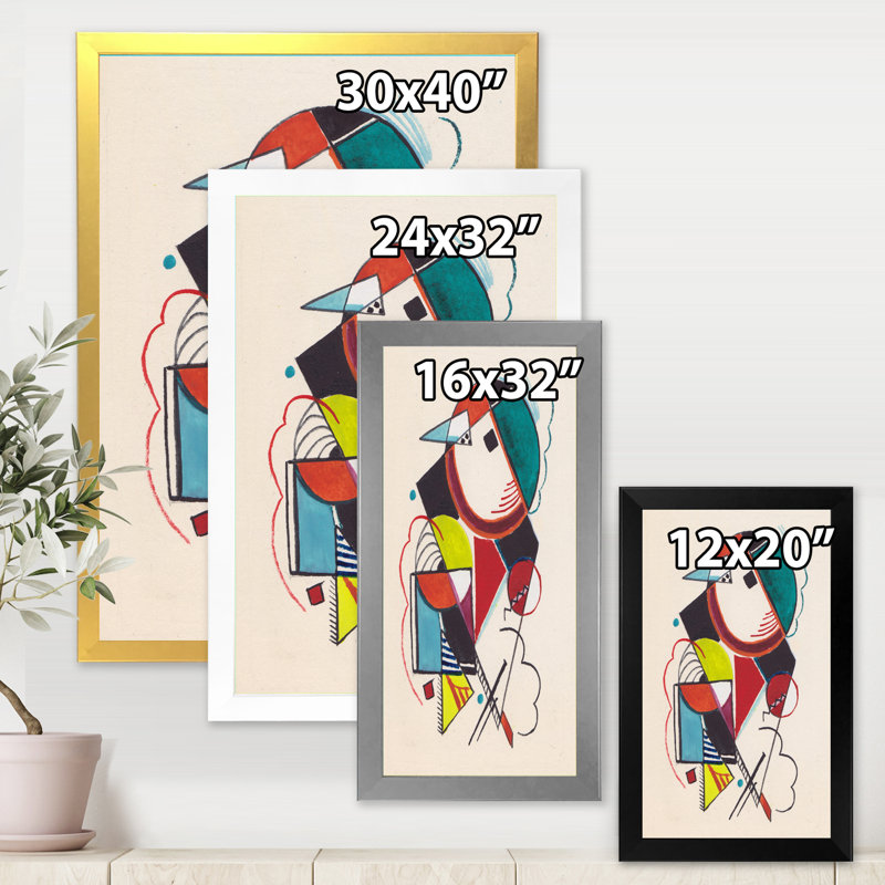 «Colored Geometric Abstract Compositions II», reproduction de cadre photo sur toile, Encadrement doré