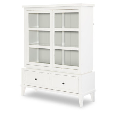Display Cabinet (Reversible Back Panel, 2 Sliding Doors, 2 Glass Shelves, 2 Puck Lights, 2 Drawers)