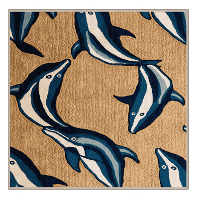 Washable Dolphins Hawaiian Area Rug