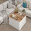 Table basse à plateau relevable 31,5 po - Bois carré, rangement caché - Blanc