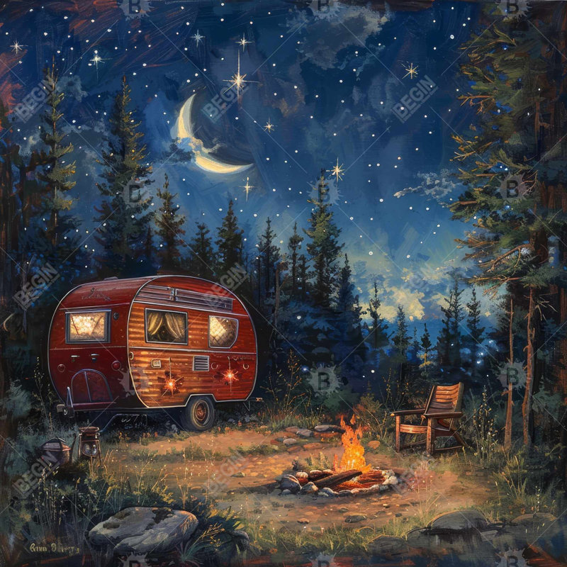 Campfire - 32"x32" art on canvas