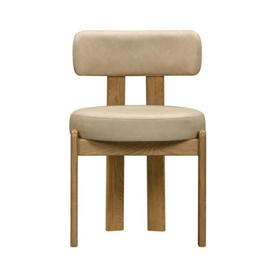 Chaise en cuir taupe Olivia