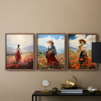 Feminine  Series  CIV  -Set Of 3 Framed Giclee Prints -Ready to Hang