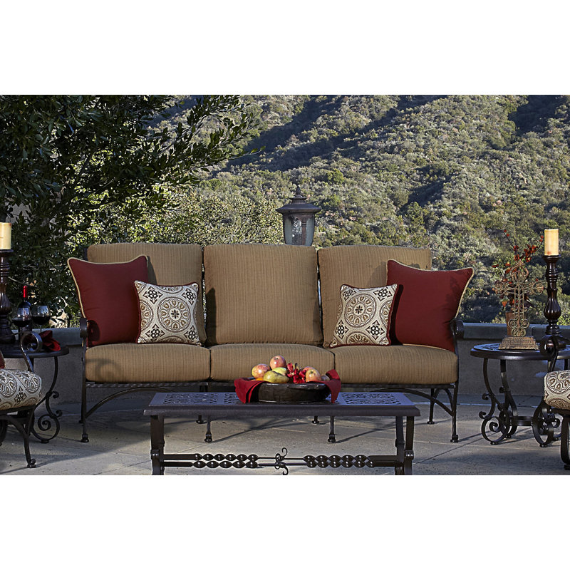 San Cristobal Outdoor 3 - Seat Patio Sofa, Alcazar Redwood, Copper Creek