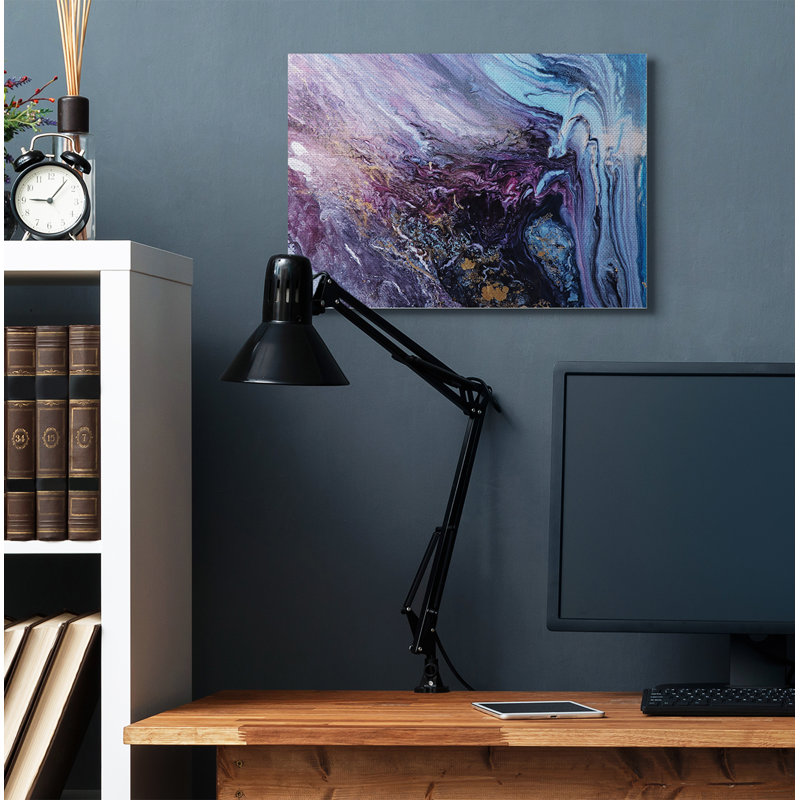 « abstract liquide purple blue texture » par leticia herrera-impression photo, H 24 po x l 30 po x P 1,5 po, Toile tendue