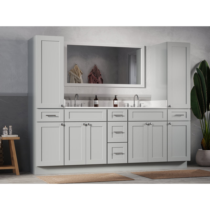Ensemble de meuble-lavabo double 90 po Disar, Gris