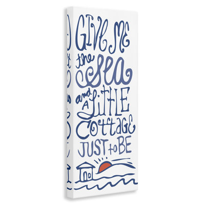 «Sea & Cottage Beach Life Calligraphy House», art mural sur toile par Kendra Shedenhelm