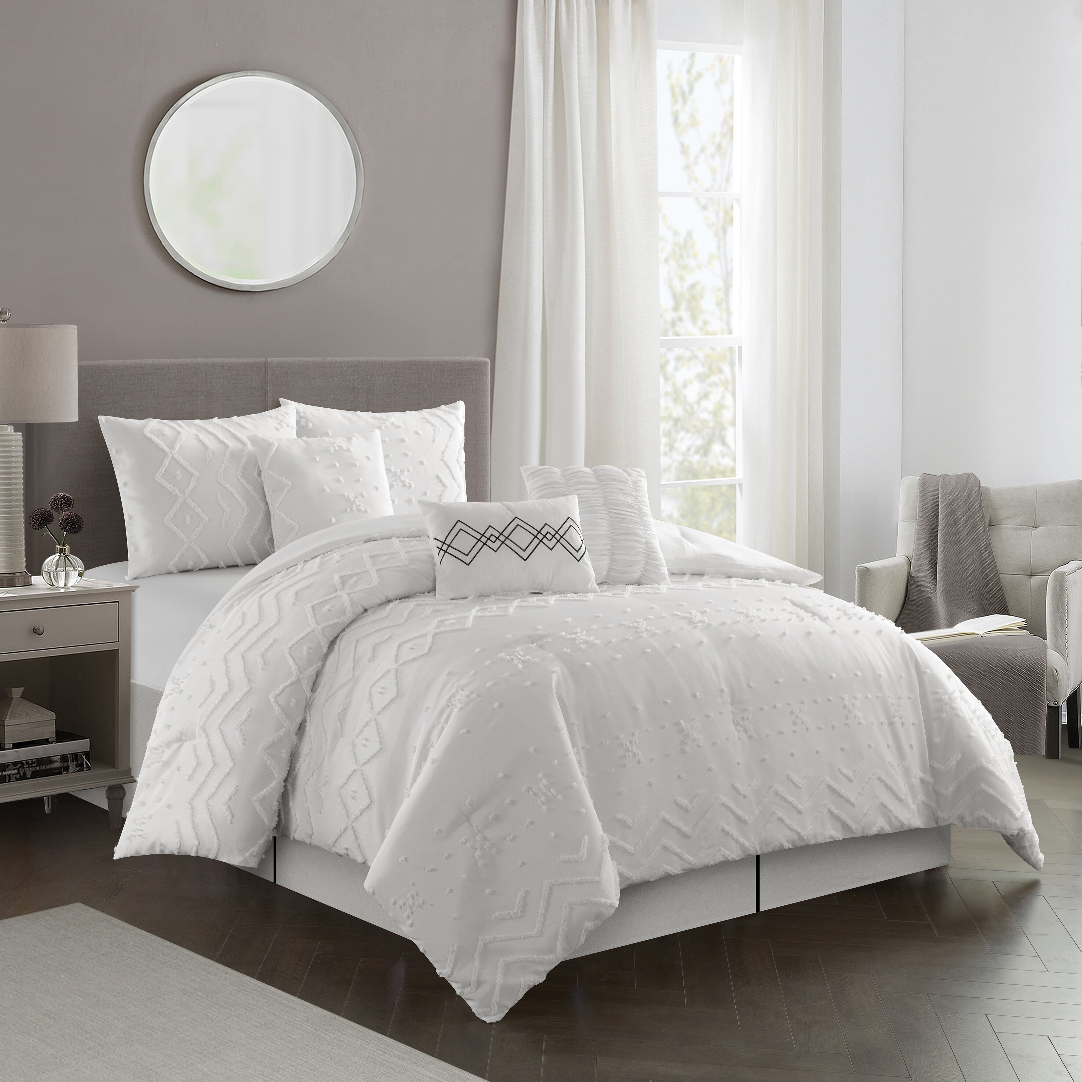 Aketzalli Gray Standard Cotton 3 Piece Comforter Set (Set of 3) Wade Logan Size: Full/Queen