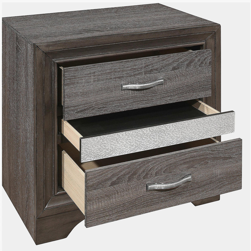 Glamour deux-tons finition table de chevet cachée bijoux tiroir poli chrome meubles de chambre à coucher, Multi-couleur