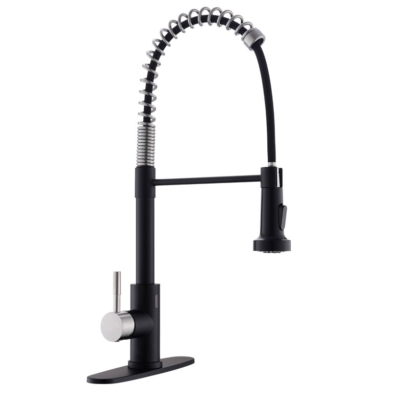 GAWEZA Pull Down Touchless Kitchen Faucet, Nlckel/Black