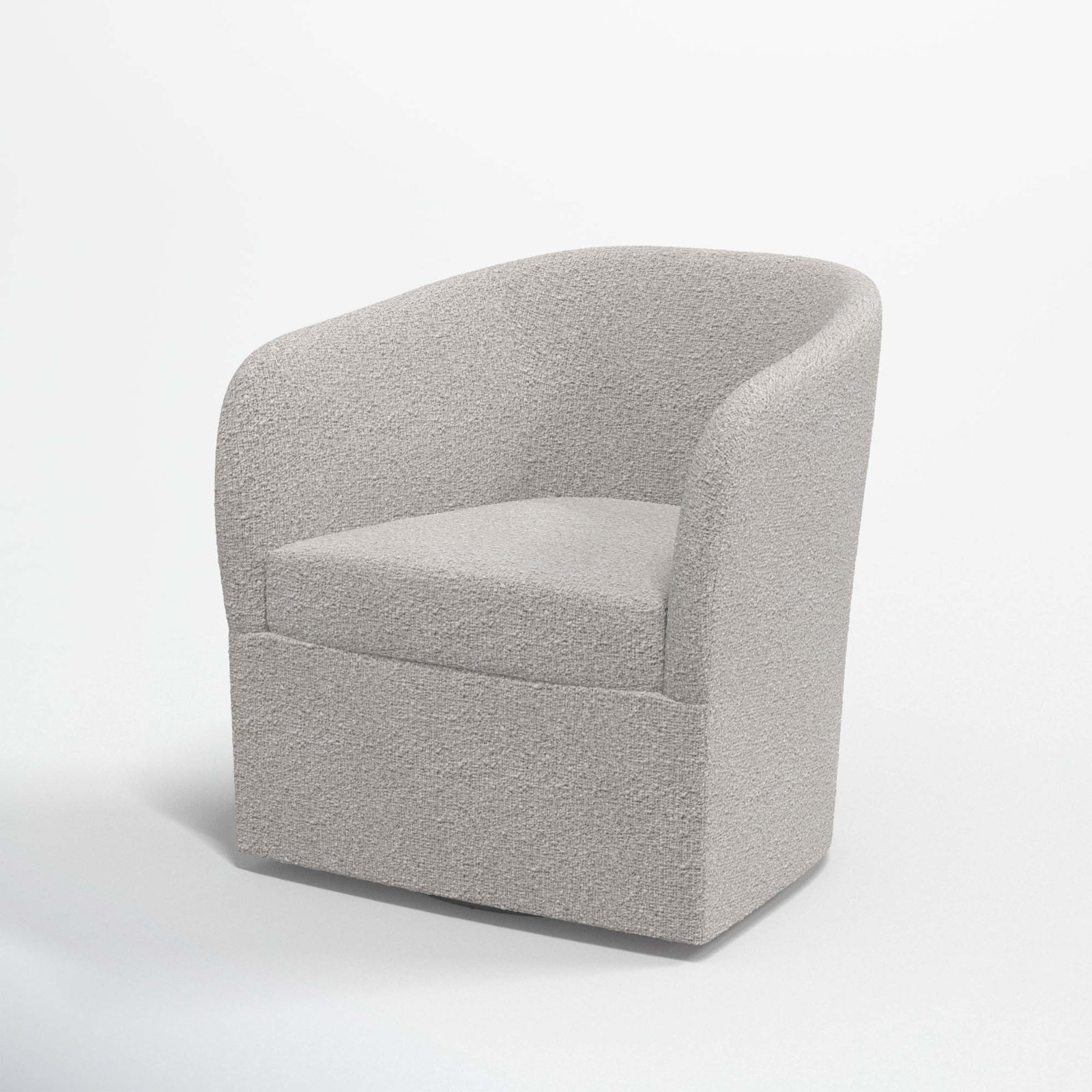 Lesia Upholstered Swivel Barrel Chair, Classic Elephant Boucle