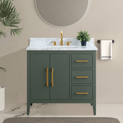Meuble-lavabo simple 36 po avec plateau en marbre Chambery