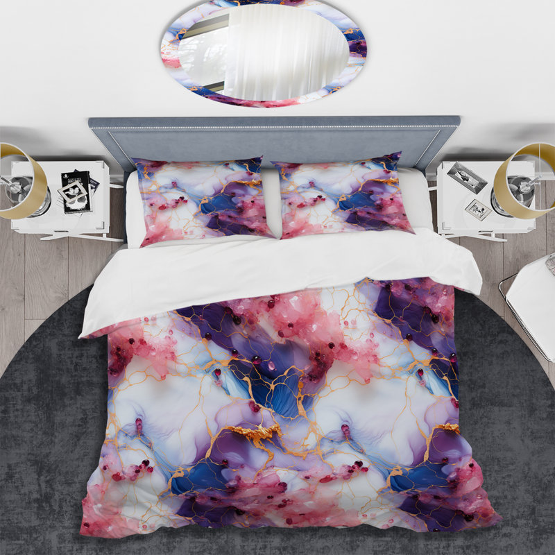 Fantasy Marble Pattern I Marble Duvet Cover, Twin Duvet Cover + 1 Standard Sham