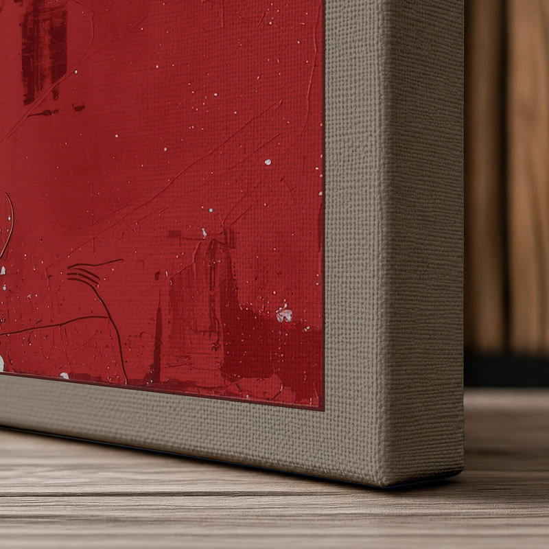 Four Red Fragments Industrial - Wrapped Canvas, 36x24 - 91.4 x 61.0 cm, Taupe Border