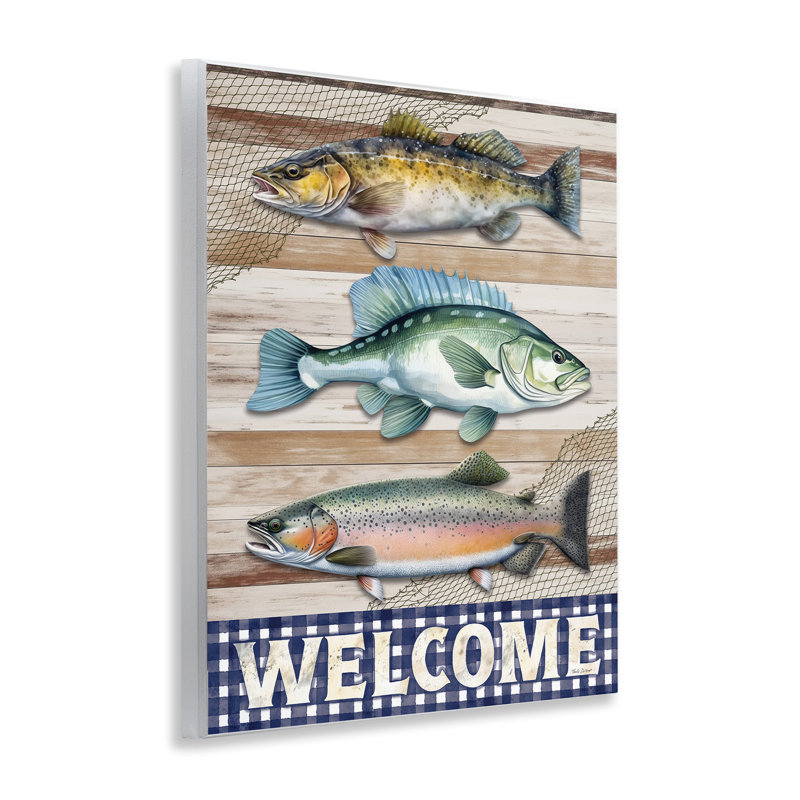 «Welcome with Rustic Fish», plaque murale par Nicole DeCamp