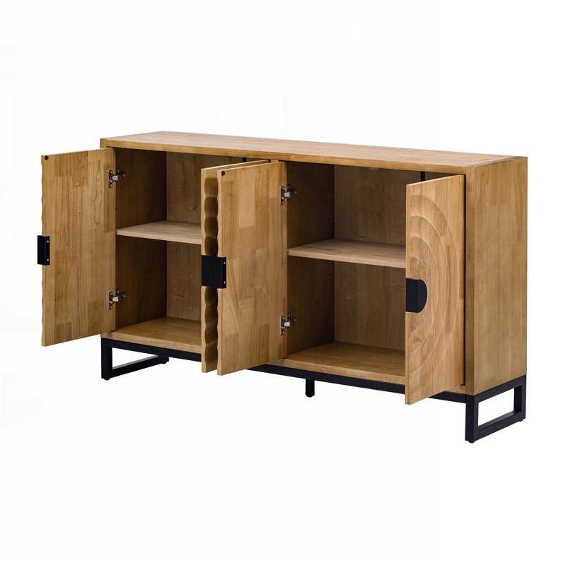58.2" Sideboard Buffet With Vintage Door Design, Natural