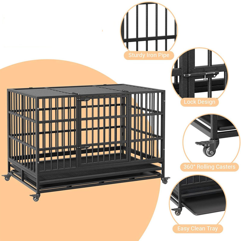 Cage d'intérieur pliable robuste pour chien, Grand (H 33,5 po x l 29,02 po x P 48,5 po)