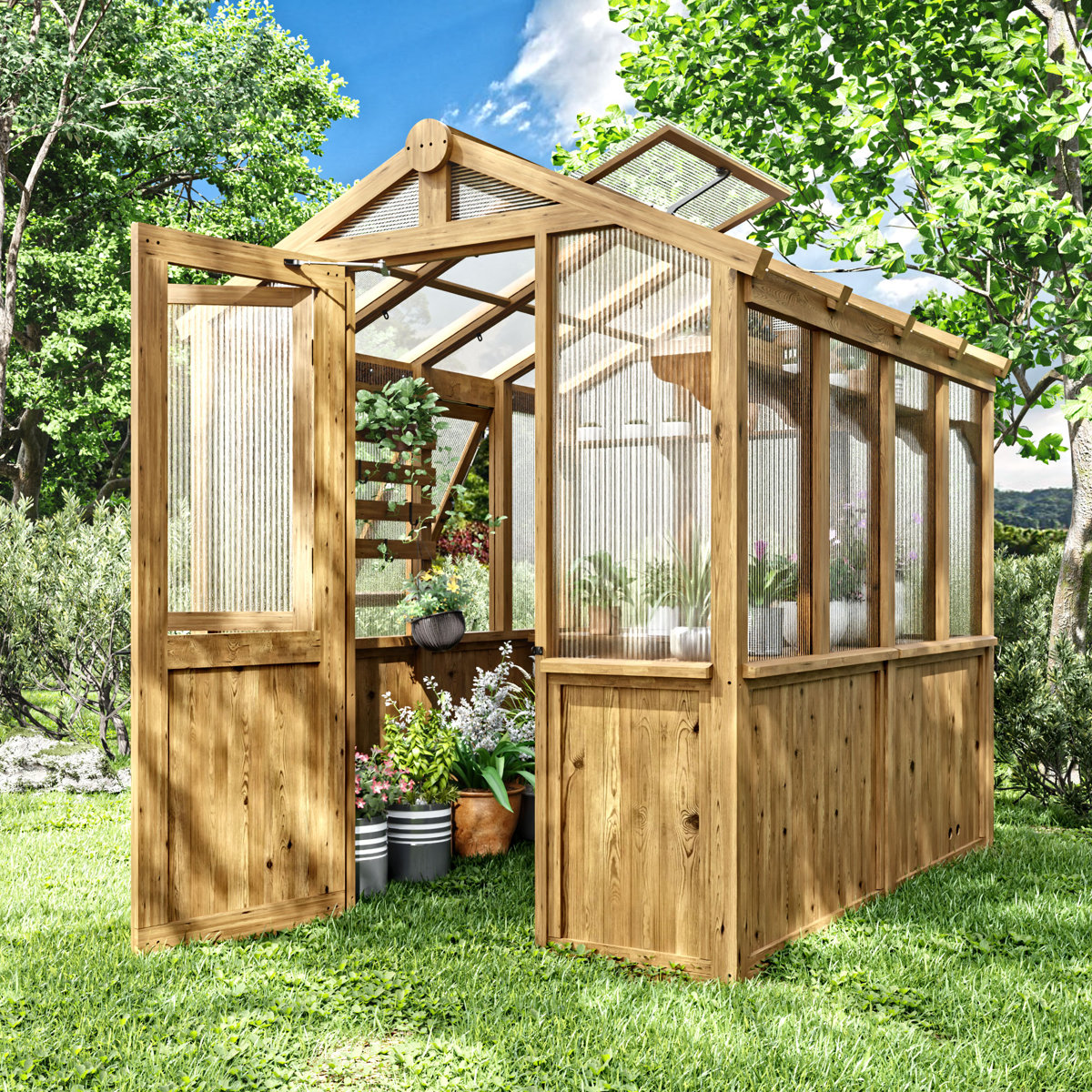Joyside 6.7 FT x7.8 FT Solid Wood Greenhouse & Reviews | Wayfair