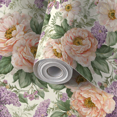 Papier auto-adhésif à motif floral autocollant et amovible 17,7 po x 118 po (45 x 300 cm)