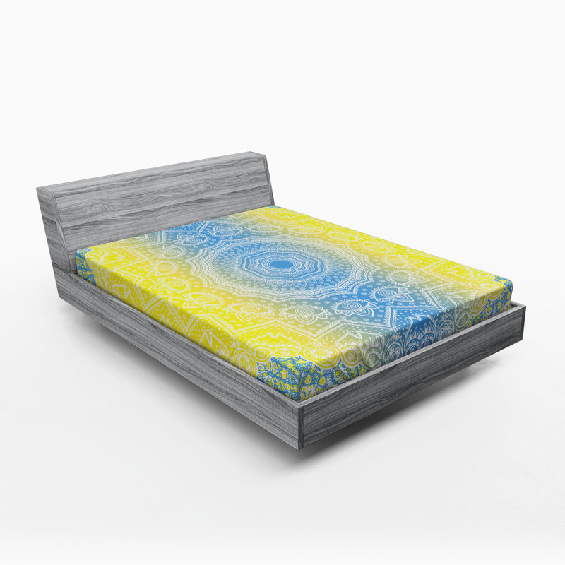 Microfiber Fitted Sheet, Twin Fitted Sheet, Yellow/Blue
