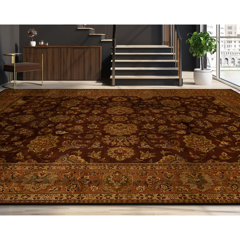 Hand Knotted Wool Area Rug in Plum