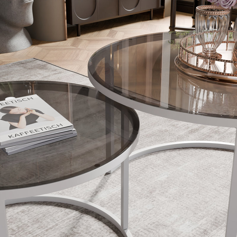 Coffee Table with Storage, 48cm. H x 80cm. L x 80cm. W, Smoked Glass, White
