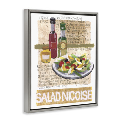 «Salad Nicoise Recipe», art mural encadré sur toile flottante par Nancy Overton