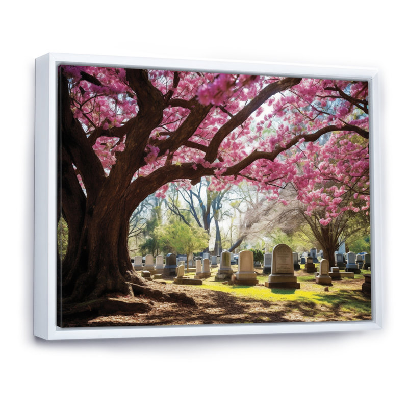 Georgia's Cherry Cimery, reproduction d'art sur toile encadrée, H 12 po x l 20 po x P 1 po, Cadre flottant blanc