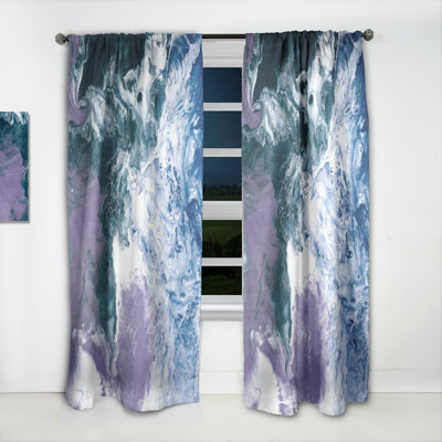 Rideau abstrait art bleu et violet en marbre liquide - velours obscurcissant - 1 panneau
