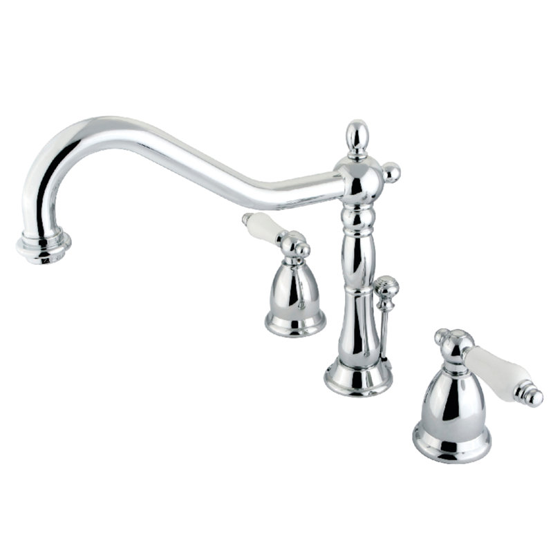 Robinet de salle de bain espacé Kingston, Chrome poli/blanc